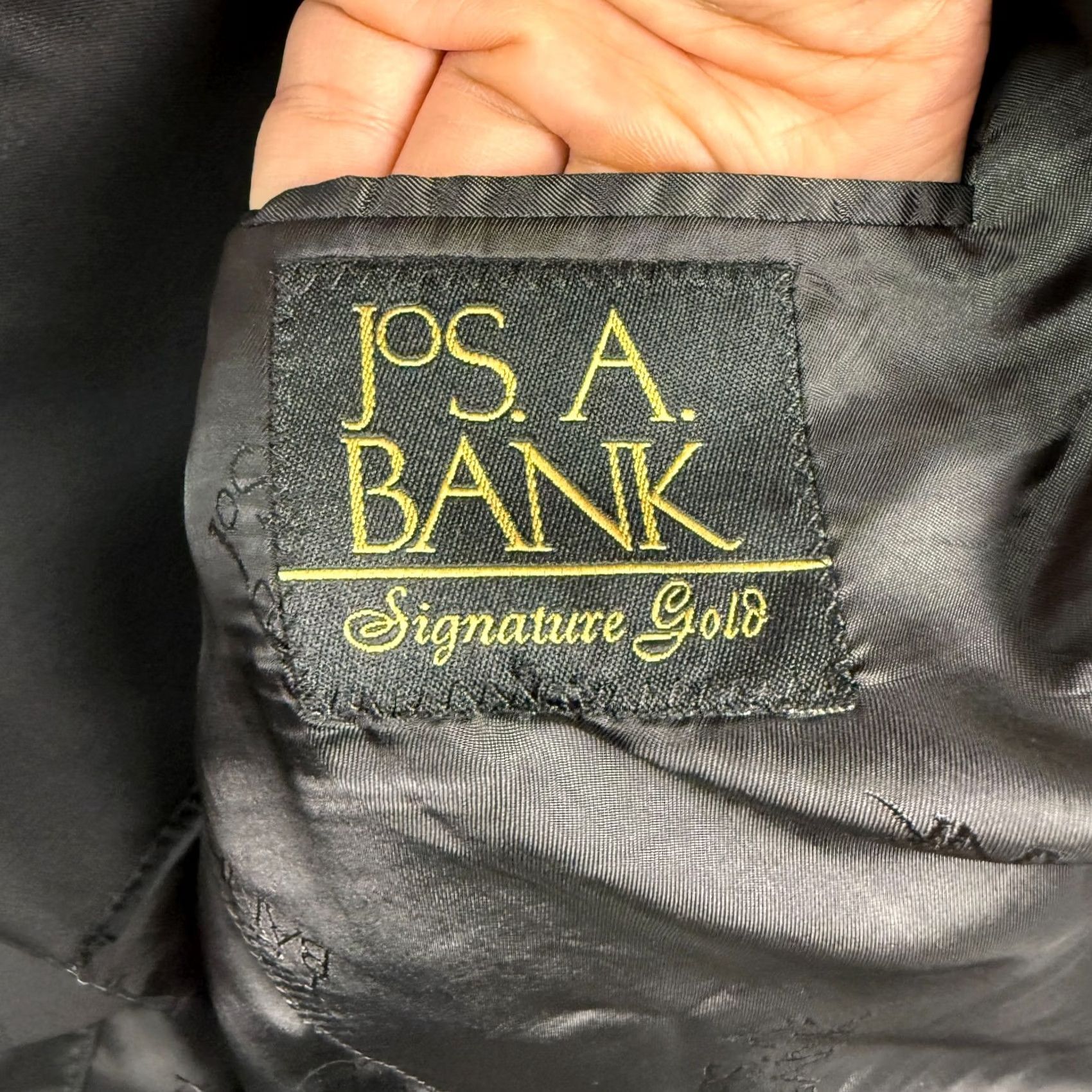 Jos. A. Bank Jos A Bank Signature Gold Suit Jacket Pants Set Mens 44R 34x30 Black Wool Size 44R - 5 Thumbnail