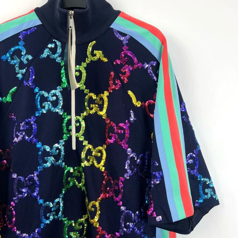 Gucci Gucci G sequin full print half zipper dress Size L / US 10 / IT 46 - 3 Thumbnail