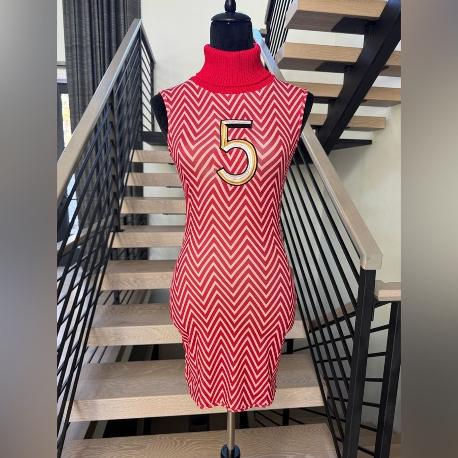 Other New Y2K Stylish Red Chevron Sleeveless Dress size Xs Size XS / US 0-2 / IT 36-38 - 1 Thumbnail