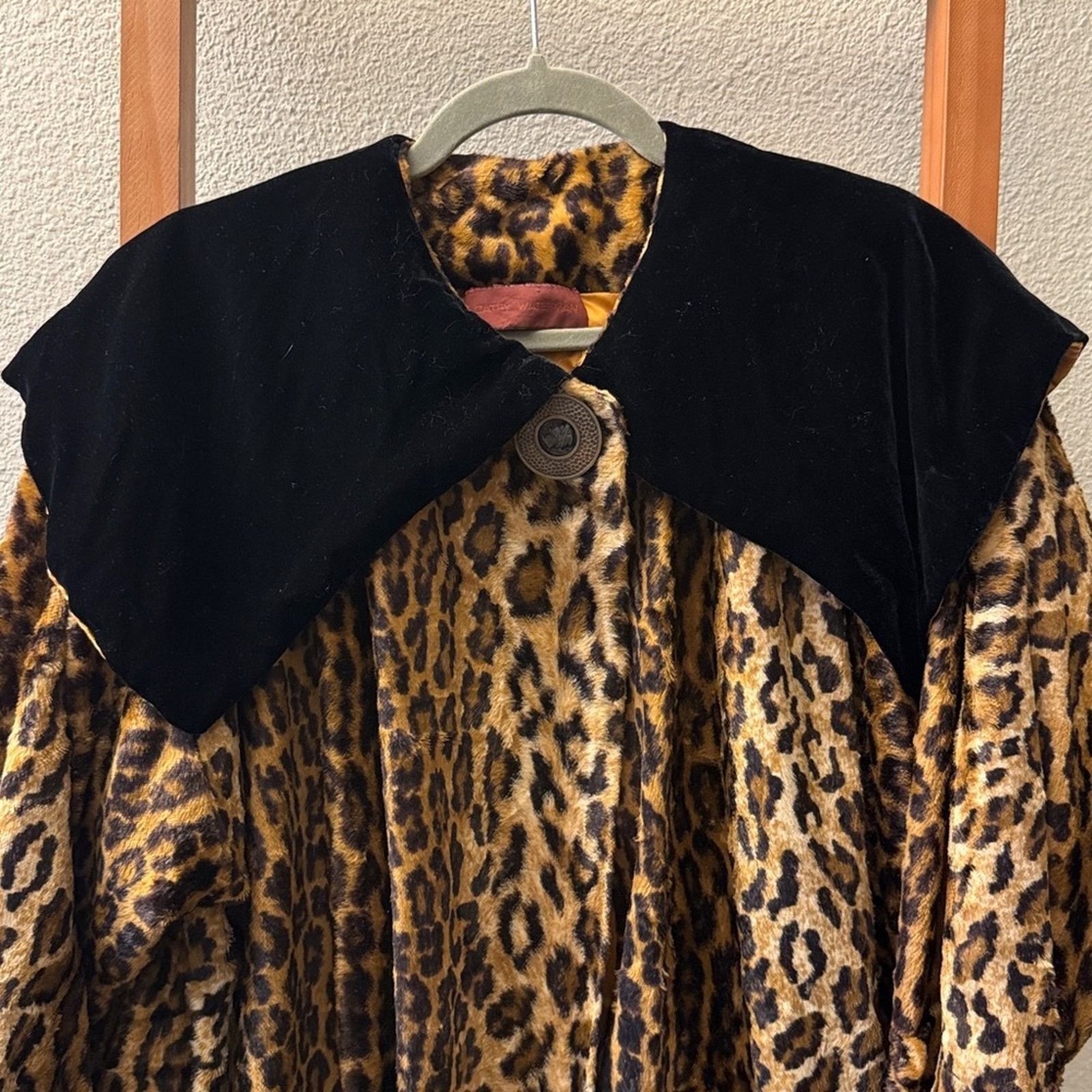 Other Vintage Cathy Waterman Leopard Long Coat with blk caplet Size L / US 10 / IT 46 - 4 Thumbnail