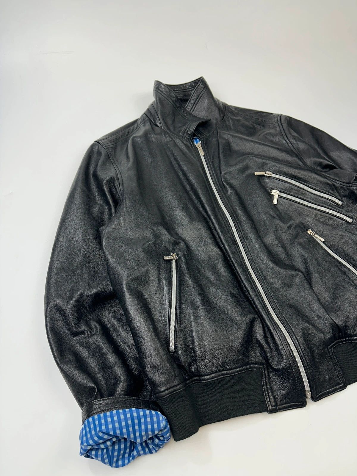 Versace Jeans Couture Versace Couture Multi Zip Black Soft Glossy Leather Jacket Size US XL / EU 56 / 4 - 5 Thumbnail