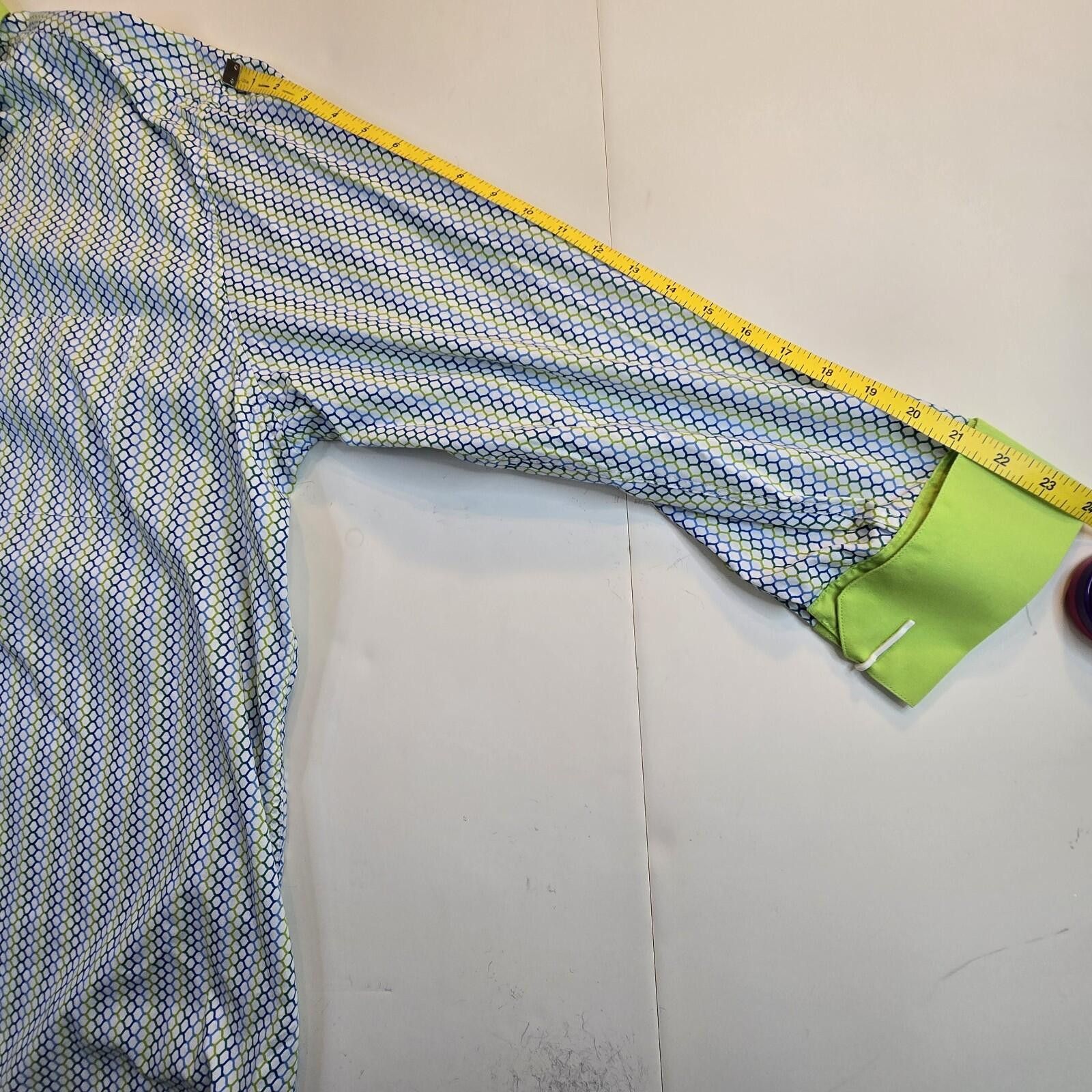 Other Daniel Ellissa Mens Dress Shirt White & Green Stripe Sz 19.5 Size 52R - 9 Thumbnail