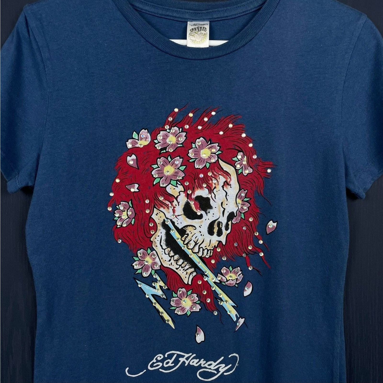 Harley Davidson × Japanese Brand × Vintage ☠️ED HARDY Jeweled Skull T Size US M / EU 48-50 / 2 - 2 Thumbnail