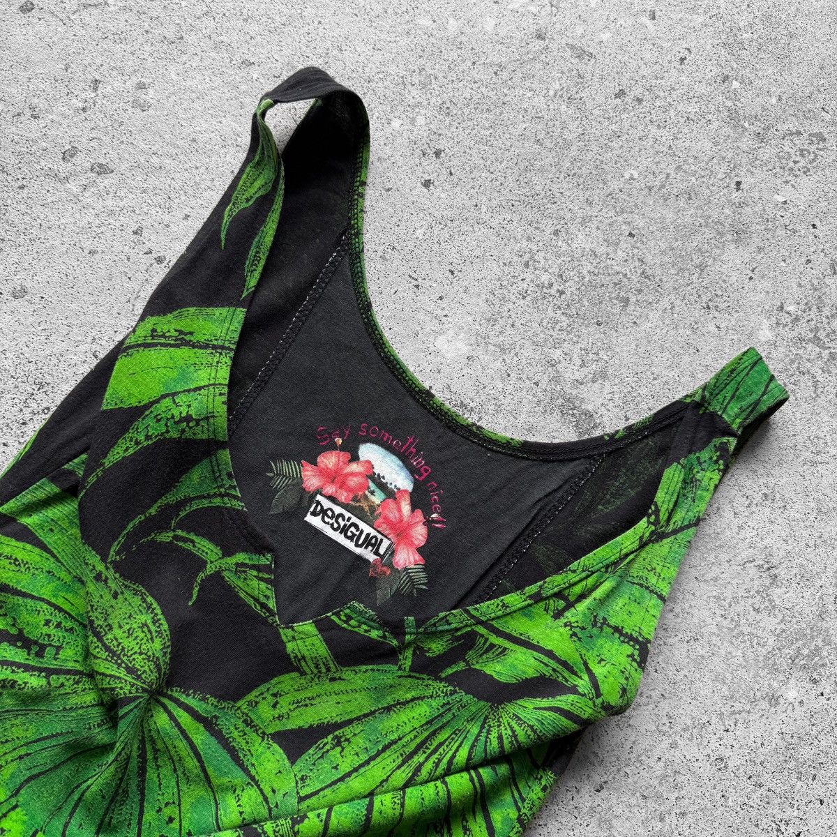 Desigual Desigual Womens Green Tropical Leaf Print Sleeveless Dress Size L / US 10 / IT 46 - 6 Thumbnail