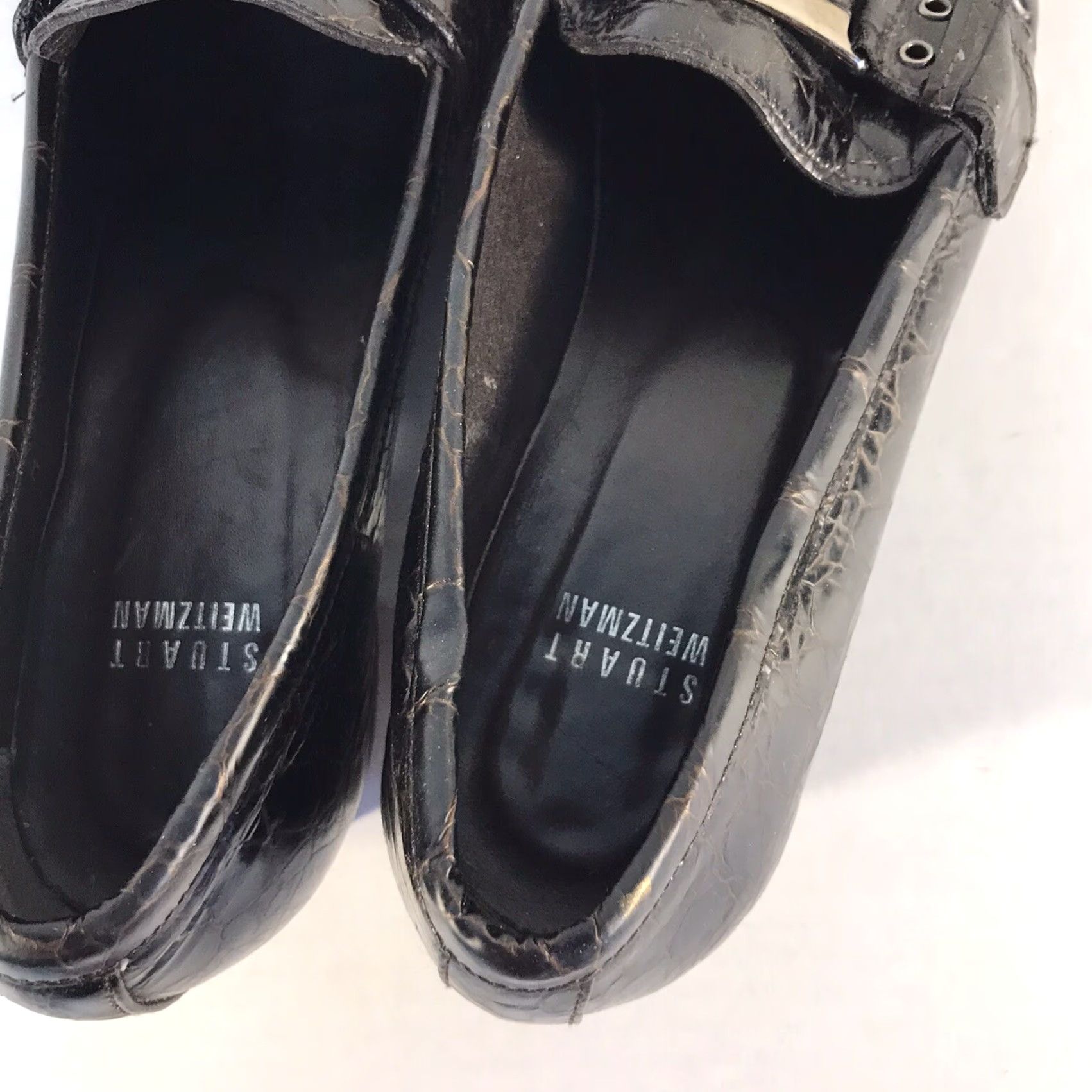 Stuart Weitzman Stuart Weitzman Brown Crackle Leather Mid Heel Loafers Womens Size 8M Size US 8 / IT 38 - 4 Thumbnail