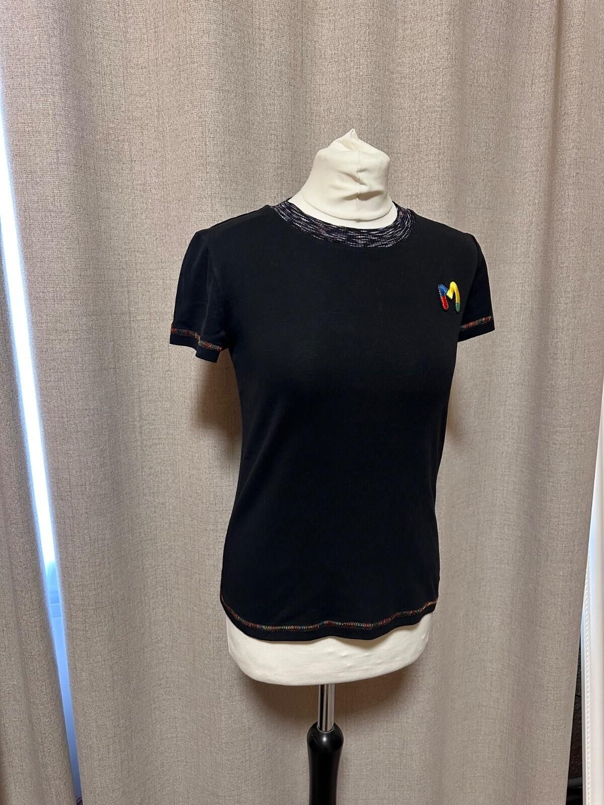 Missoni Missoni Luxury Women's Black Cotton Short Sleeve Tee Shirt Size M / US 6-8 / IT 42-44 - 3 Thumbnail
