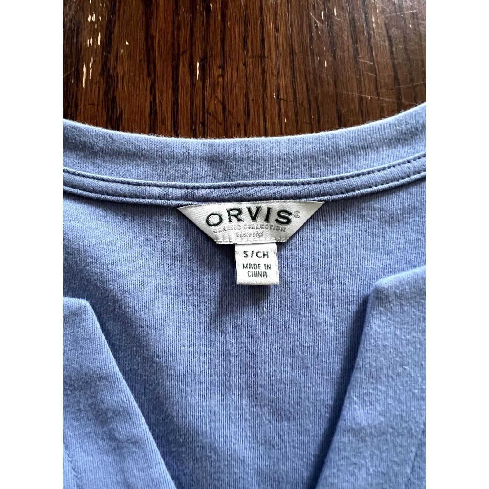 Orvis Orvis Shirt Womens Small V-Neck 3/4 Sleeve Blue Cotton Casual Size S / US 4 / IT 40 - 3 Thumbnail