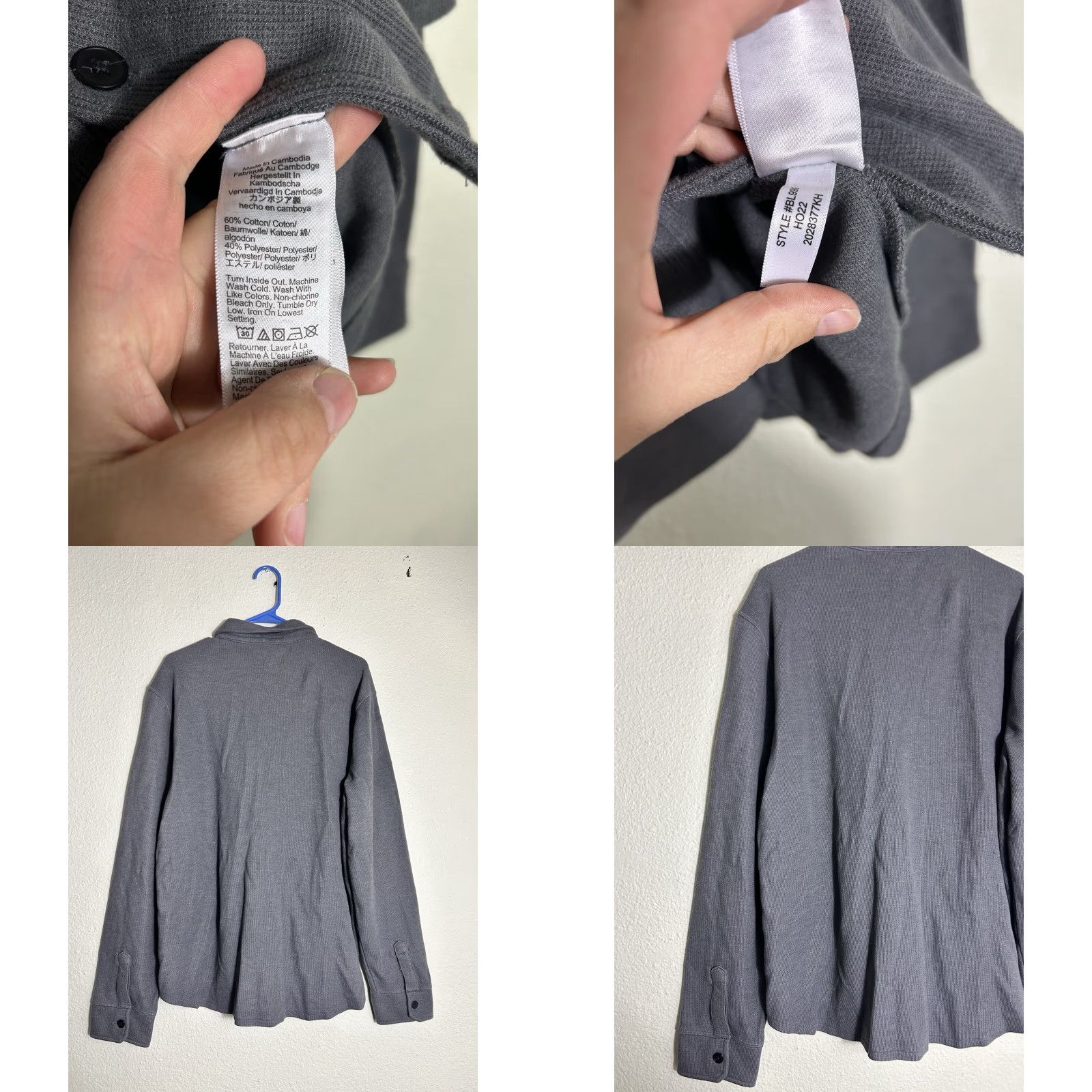 J.Crew J. Crew Men's Grey Authentic Fleece Double Pocket Long Sleeve Sweatshirt Shirt Large Regular Fit Size US L / EU 52-54 / 3 - 8 Thumbnail