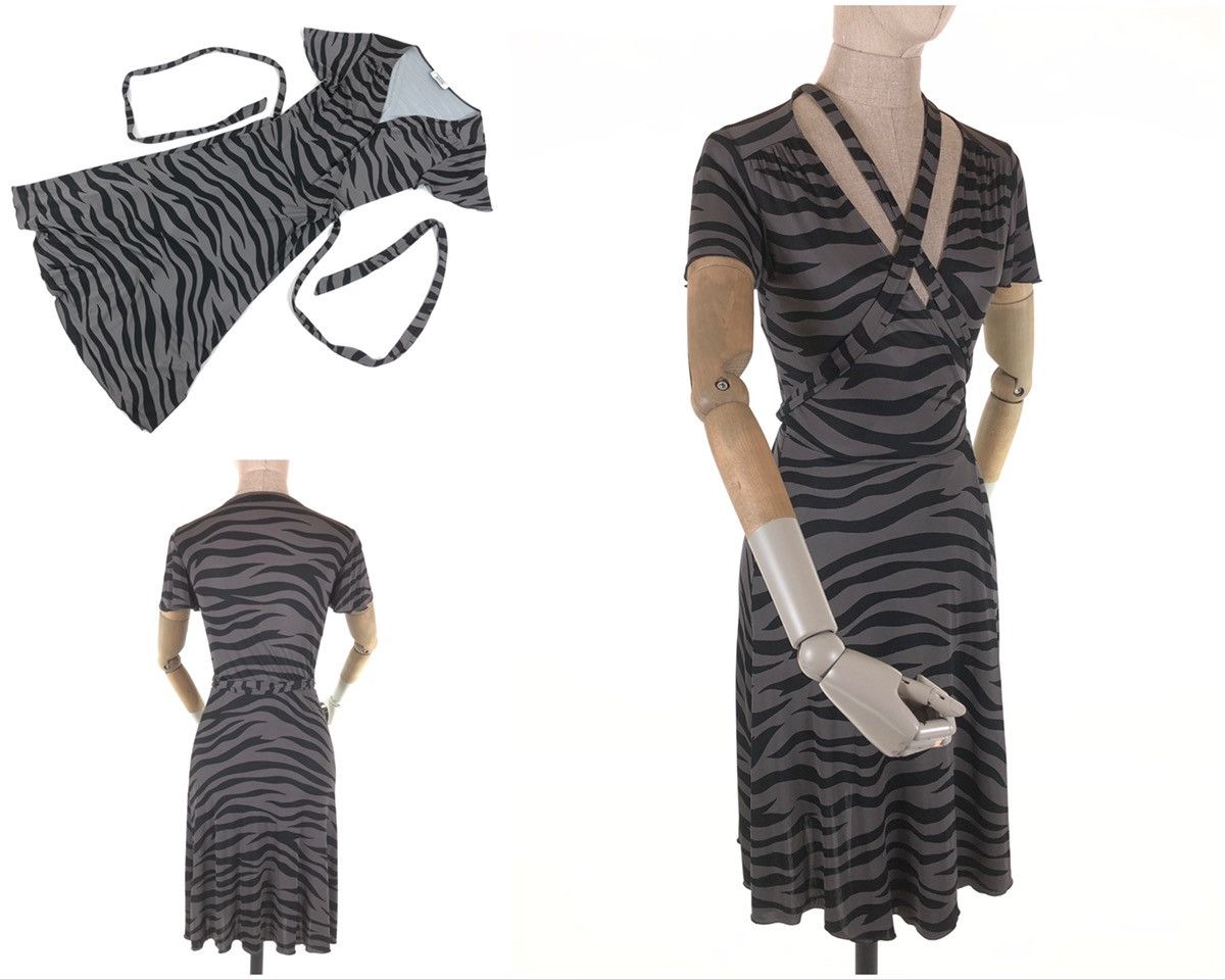 Zebra Print Striped Cheap and Chic Short Sleeve Black Long Belt Dress