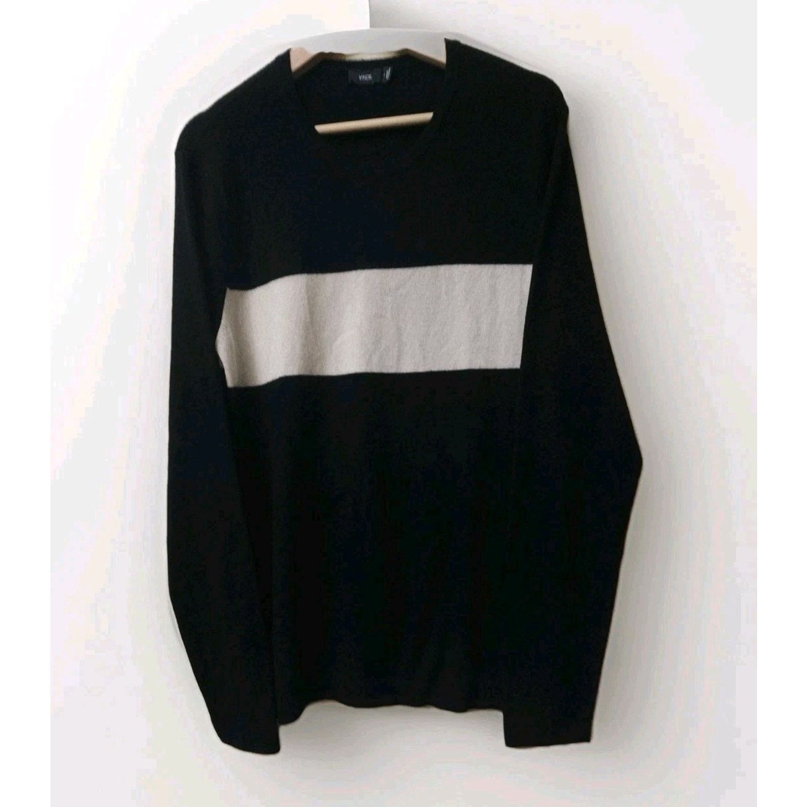 Vince VINCE Cashmere Wool Trimless Pullover Sweater Black White L Size L / US 10 / IT 46 - 1 Thumbnail