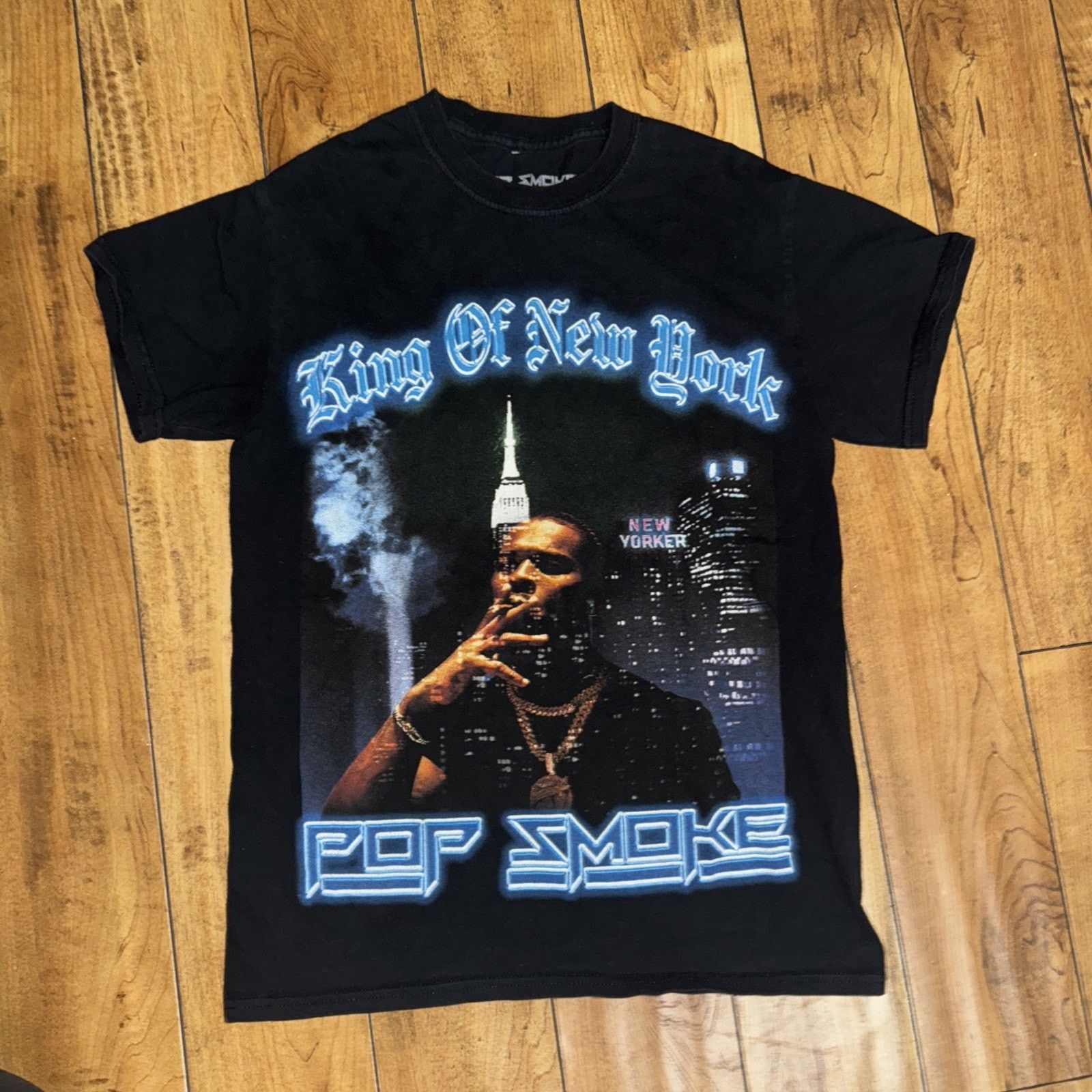 Rap Tees × Vintage Pop Smoke King Of New York T-Shirt Black Small 18x25.5 Size US S / EU 44-46 / 1 - 1 Thumbnail