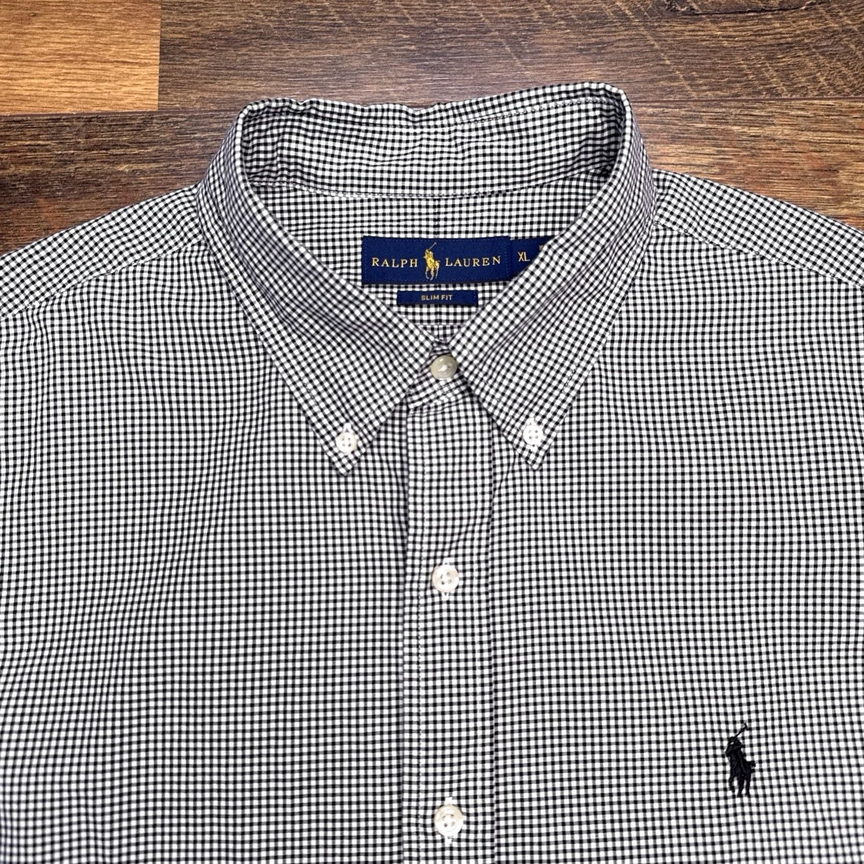 Ralph Lauren Ralph Lauren Slim Fit Shirt Mens XL Black Button-Up Knit Cotton Embroidered Buttons-Down Collar Size US XL / EU 56 / 4 - 2 Thumbnail