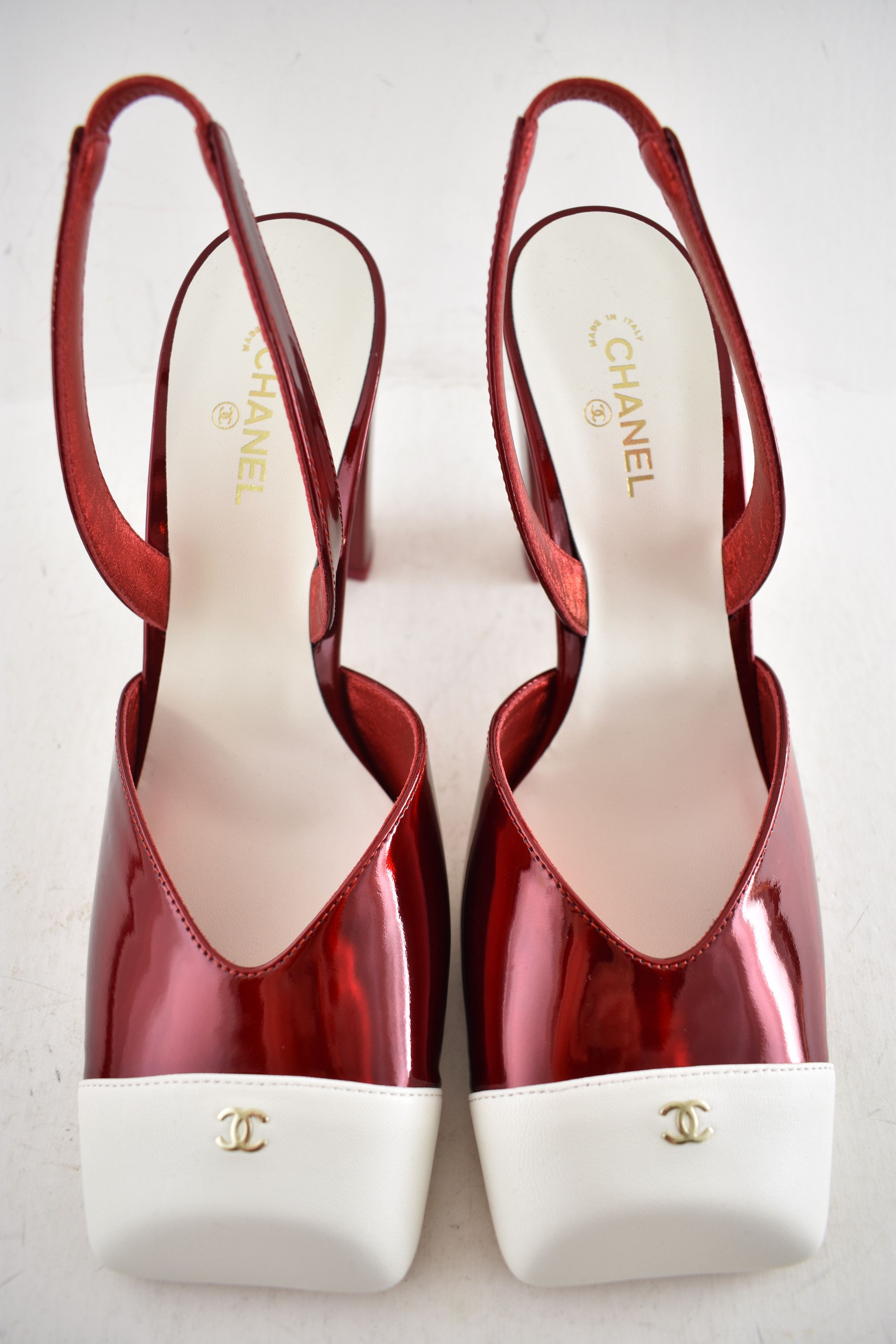 Chanel 26S Blazy White Square Toe CC Slingback Block Heel Pump 42 Size US 12 / IT 42 - 8 Thumbnail