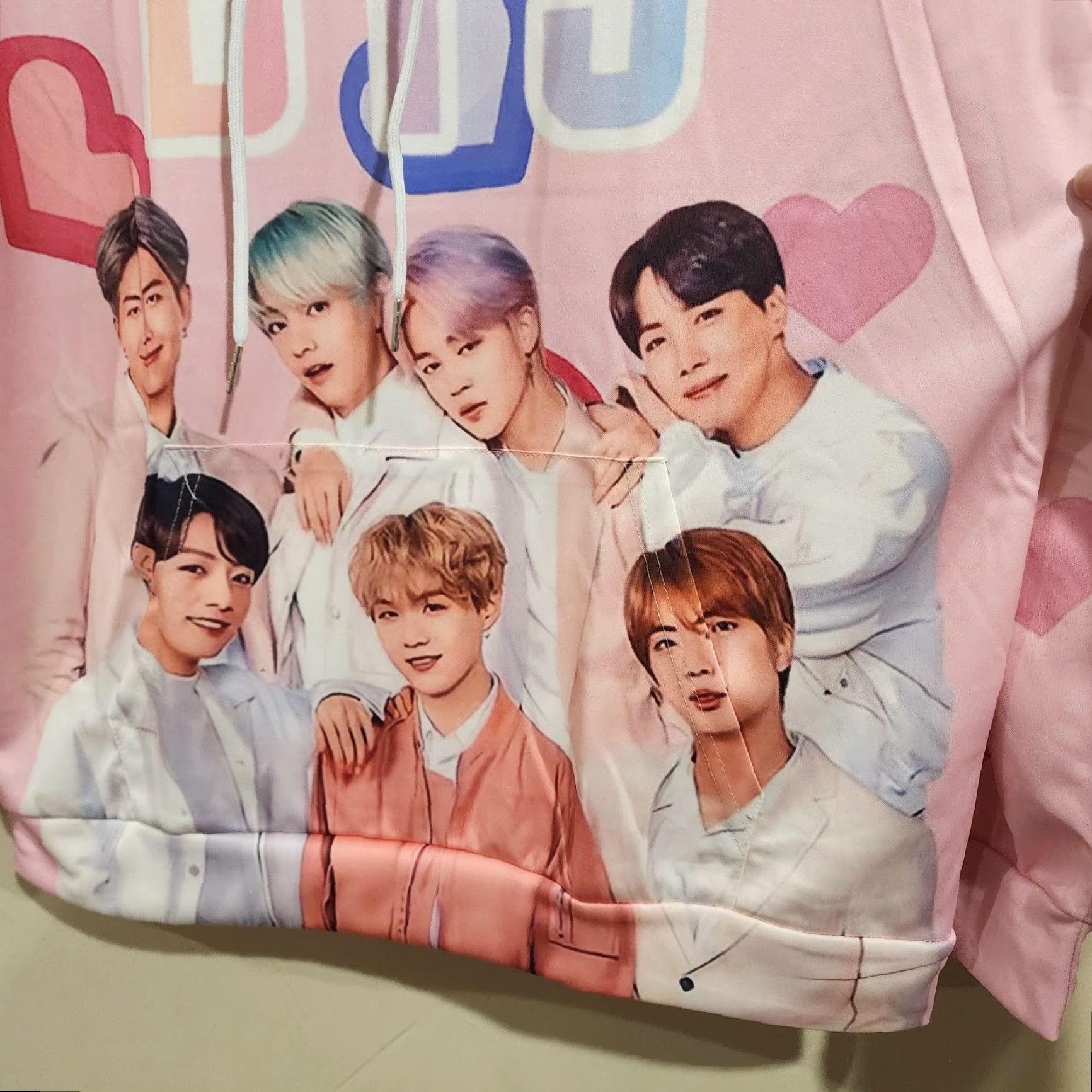 Pinko NWOT BTS Band Pink Hearts Long Sleeve Hoodie Sweatshirt Men XL Pink Hoodie Regular Fit Pullover Hooded Polyester Sweatshirt Size US XL / EU 56 / 4 - 3 Thumbnail