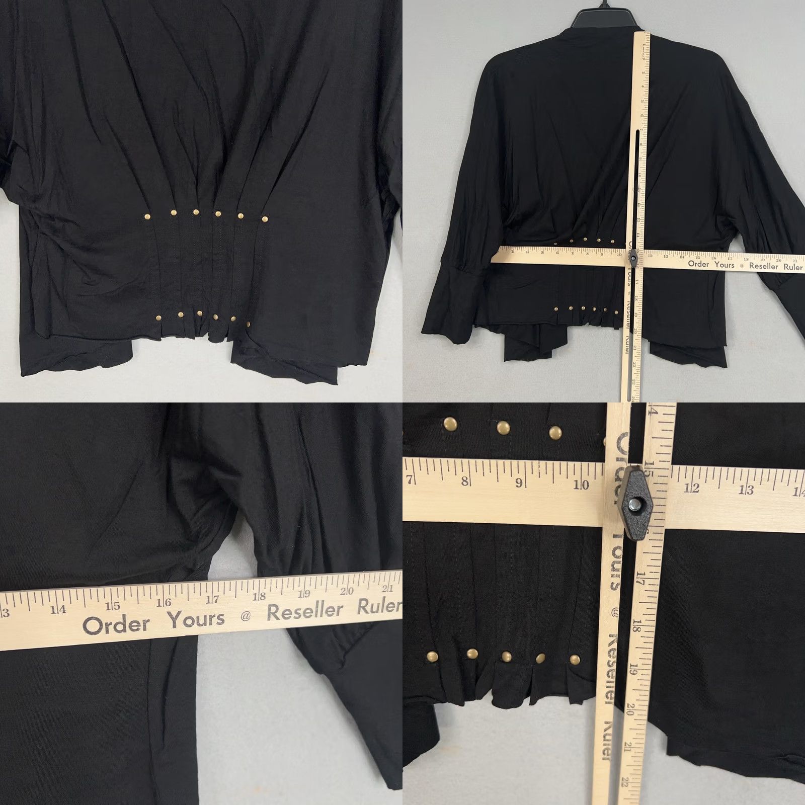Vintage Testimony Los Angeles Cardigan Womens Small Black Drape Open Studded Jacket Y2K Size S / US 4 / IT 40 - 8 Thumbnail