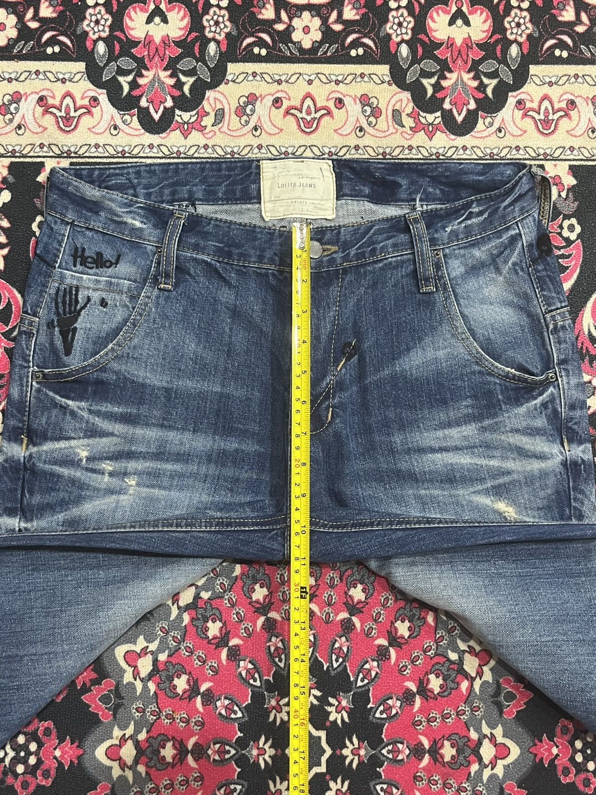 Hysteric Glamour Vintage Lolita “Doodles Skull” Distressed Blue Washed Jeans Size US 32 / EU 48 - 18 Thumbnail