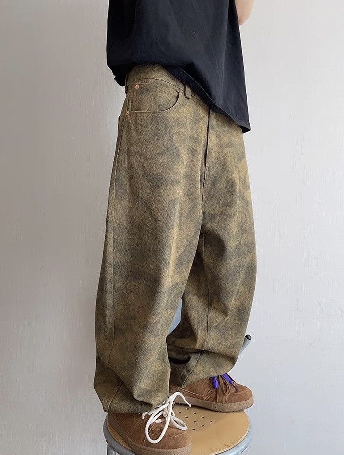Japanese Brand × Vintage Avant garde tie dye effect faded scimitar baggy pants Size US 35 - 2 Thumbnail