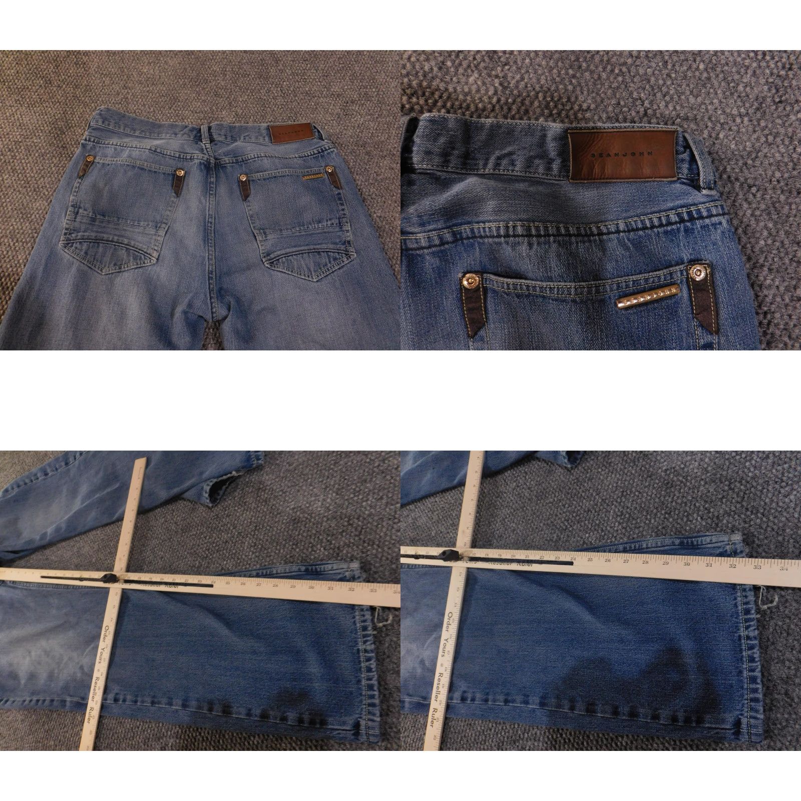 Sean John Sean John Jeans Mens 36x32 Denim Blue Light Wash Straight Leg 5-Pocket Logo Back Pockets Belt Leather Patch Womens? Actually Mens. Size US 36 / EU 52 - 8 Thumbnail