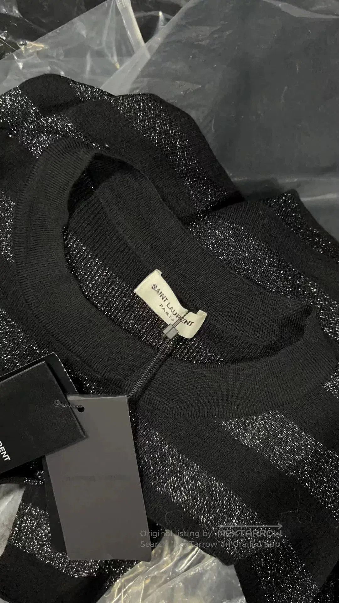 Saint Laurent Paris Saint Laurent Silver Black Striped Sweater. Size US S / EU 44-46 / 1 - 5 Thumbnail