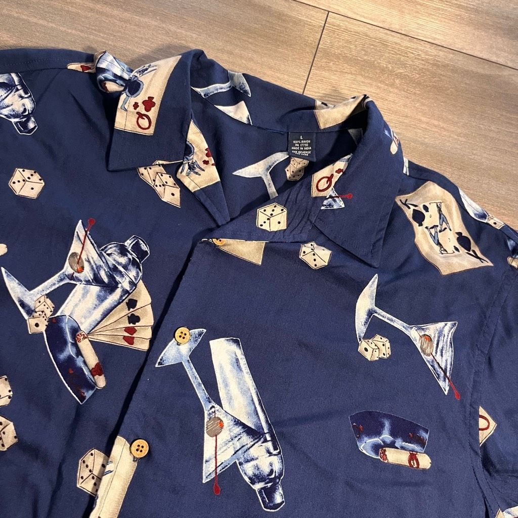 Other Hawaiian Card and Martini Glass Navy Buttonup Men Large Bin Size US L / EU 52-54 / 3 - 2 Thumbnail