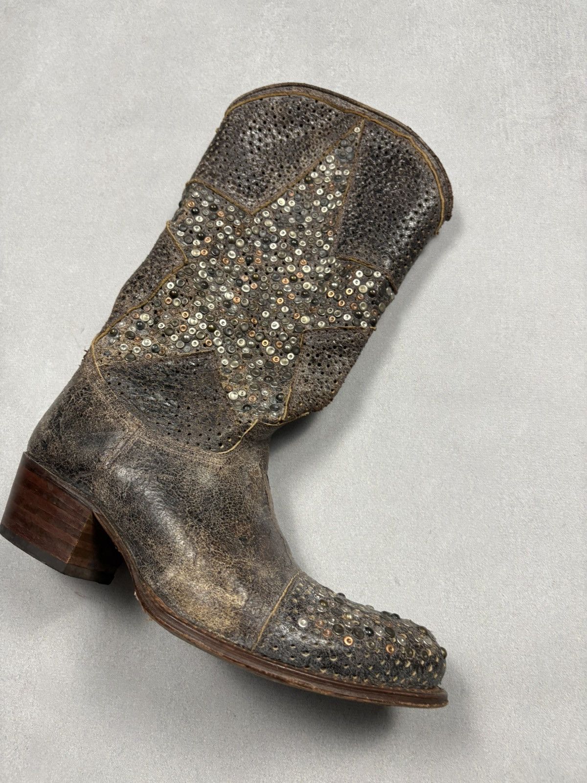 Frye Vintage Frye Studded Leather Cowboy Ankle Boots Rhinestones Size US 9 / IT 39 - 22 Thumbnail