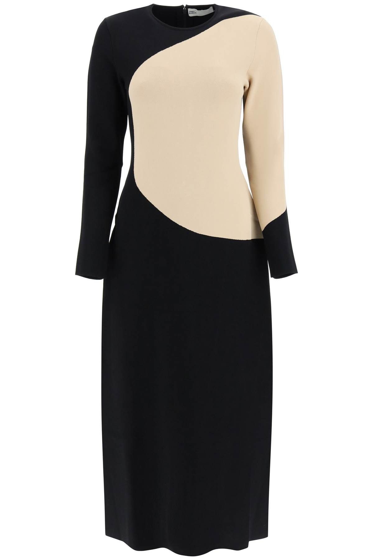 image of Tory Burch Color-Block Knit Dress in Nero, Women's (Size Small)