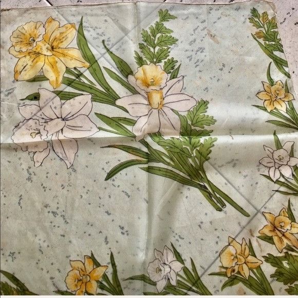 Vintage Vintage Blue Flower Scarf Handkerchief Size ONE SIZE - 1 Thumbnail