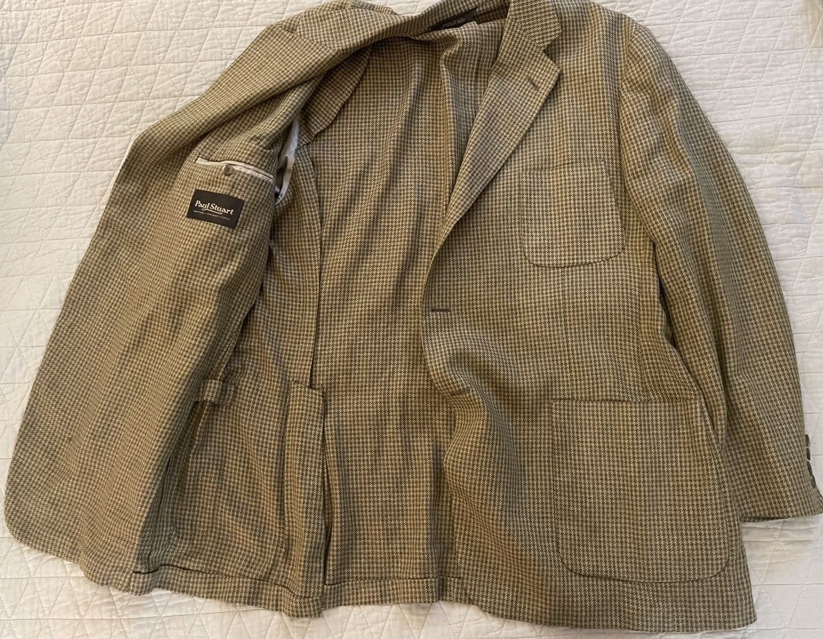 Paul Stuart Small Check Print Deconstructed Patch Pocket Jacket Size 46R - 4 Thumbnail