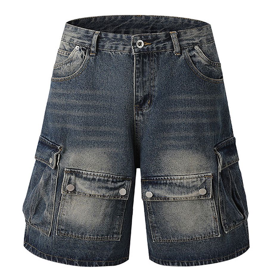 Blue Cargo Shorts Sand Wash Fade Design
