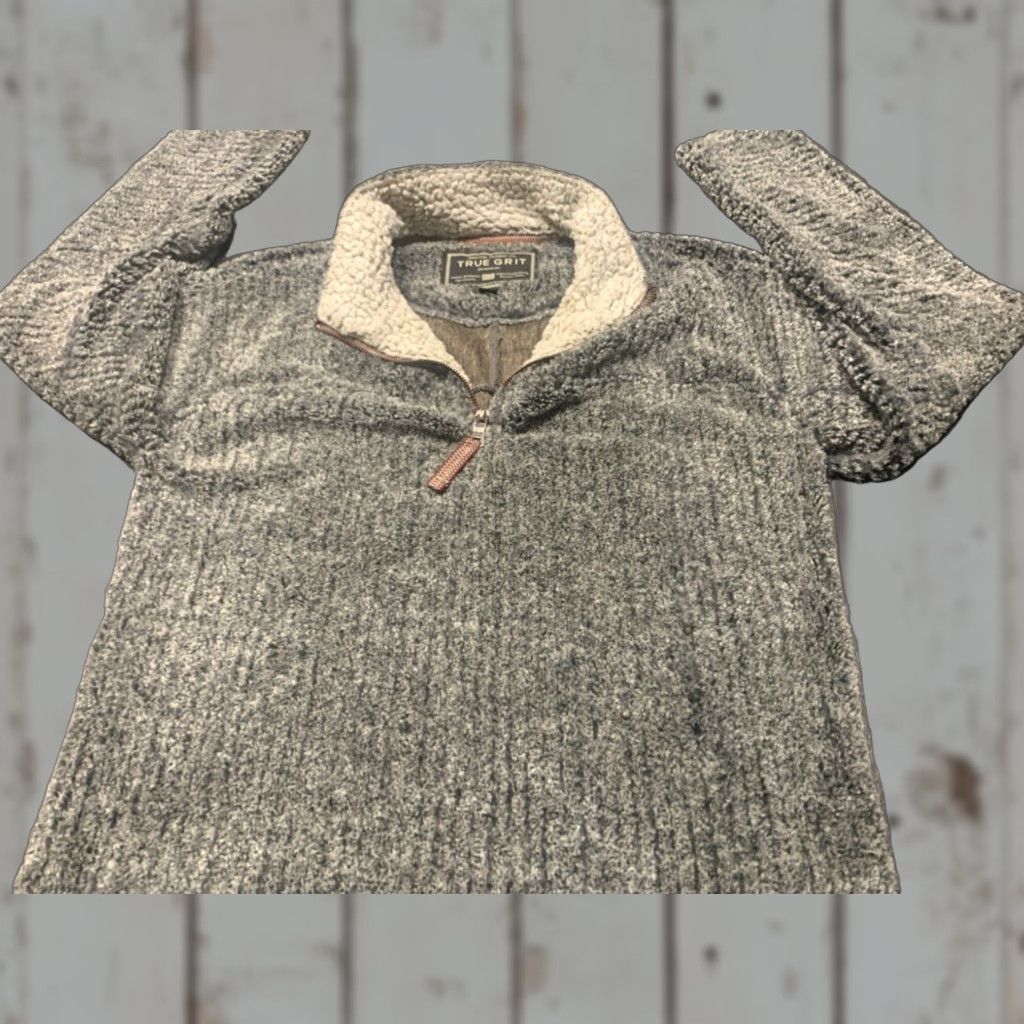 Vintage True Grit Sherpa Fleece Pullover Sweater Gray XS Unisex Size US XS / EU 42 / 0 - 1 Thumbnail