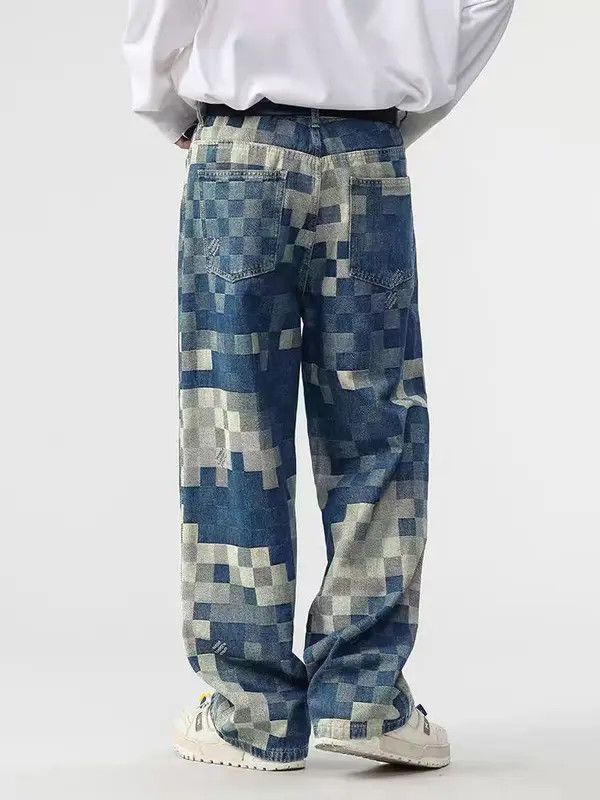 VIBE Vintage Street Hip Hop Mosaic Loose Casual Jeans Size US 34 / EU 50 - 3 Thumbnail