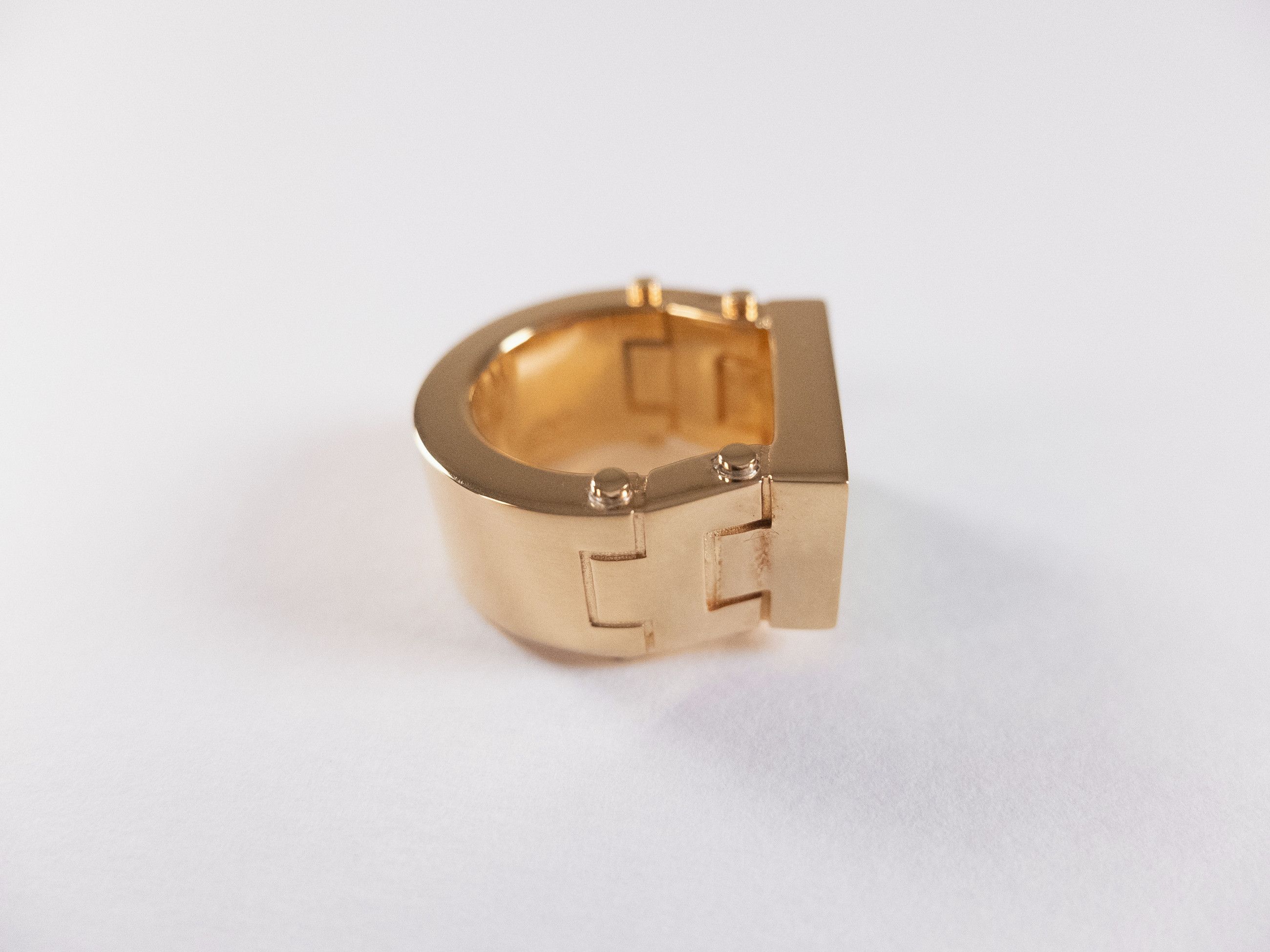 Bottega Veneta BOTTEGA VENETA Bolt green gold plated silver chunky ring 7 q Size ONE SIZE - 4 Thumbnail