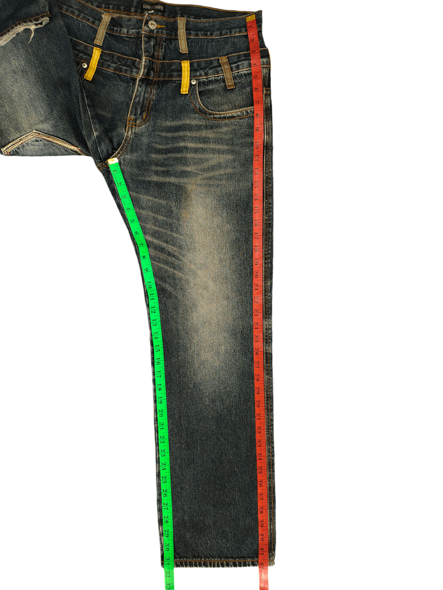 Comme des Garcons × Undercover Amore Puro Double Waist Clawmark Faded Jeans Undercover Ppfm Size US 35 - 10 Thumbnail