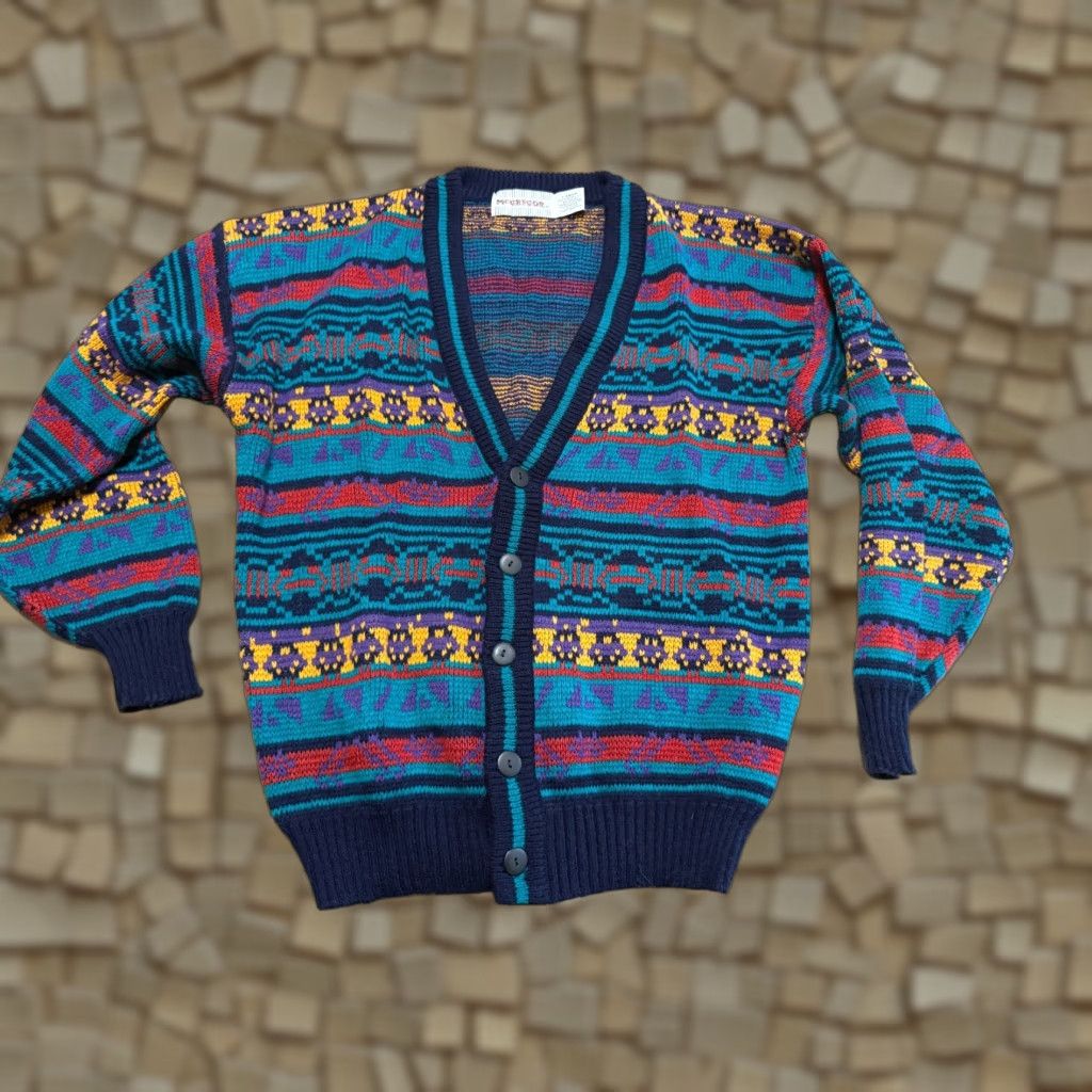 McGregor McGregor Sweater Mens Size Large Blue Purple Black Yellow Button Up Cardigan Knit MENS Cardigan Regular Fit Casual Season Fall Spring Summer Size US L / EU 52-54 / 3 - 1 Thumbnail