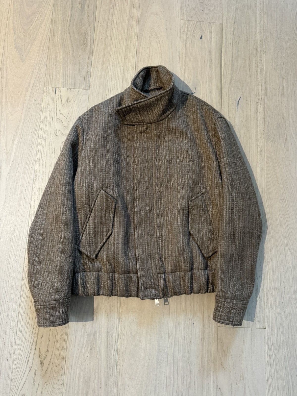 AMI Ami Wool Herringbone Jacket In Brown Size US XL / EU 56 / 4 - 2 Thumbnail