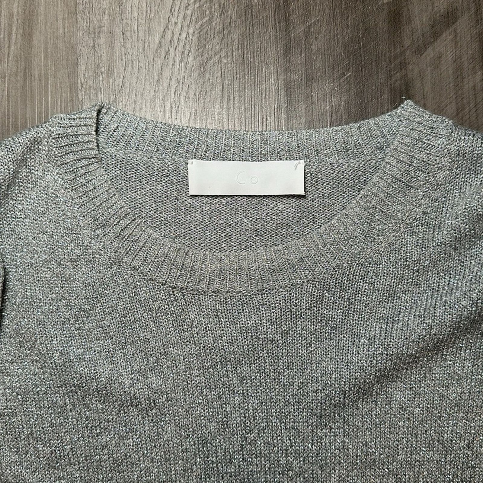 CO Co Puff Shoulder Italian Yarns Metallic Knit Sweater - Large Size L / US 10 / IT 46 - 4 Thumbnail