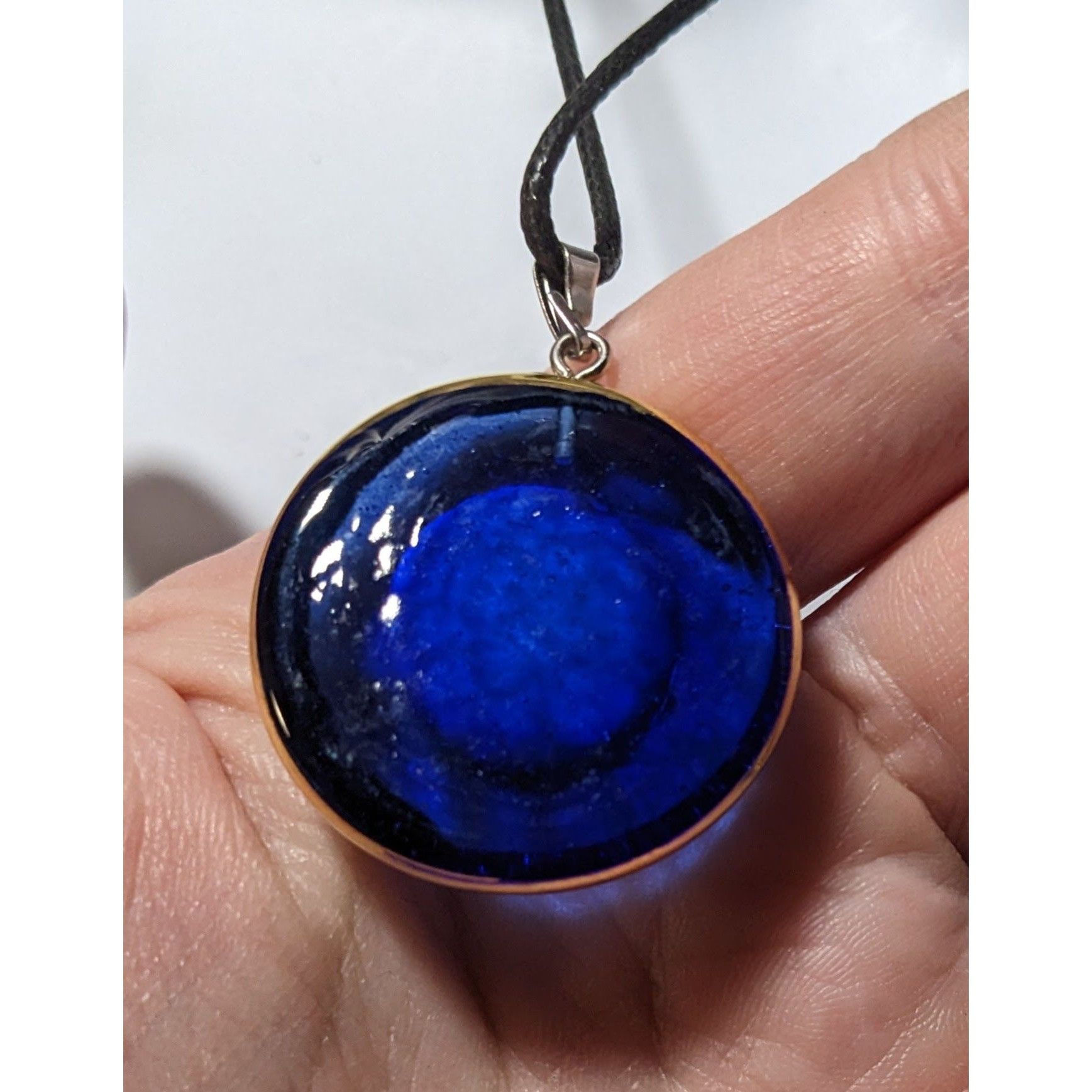 Other Glass Evil Eye Blue And Gold Pendant Necklace Size ONE SIZE - 10 Thumbnail