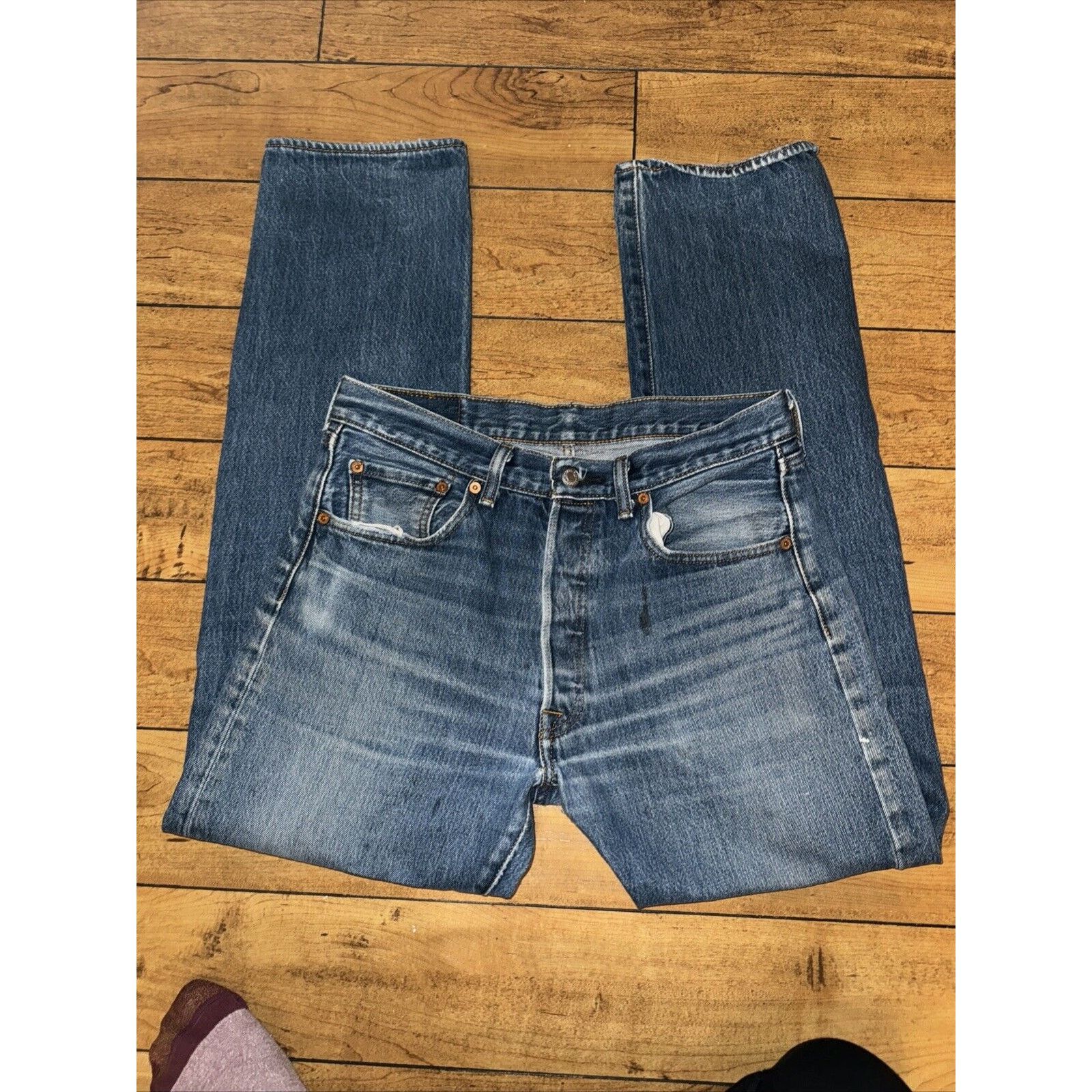 Levi's × Vintage Vintage 90s 501 Denim Jeans Button Fly 32x31 Measured Size US 32 / EU 48 - 4 Thumbnail