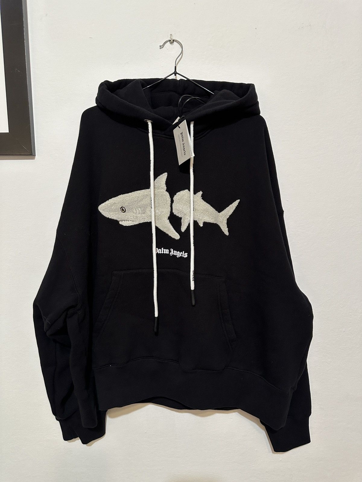 image of Palm Angels Palm Angles Shark Hoodie Size M in Black, Men's