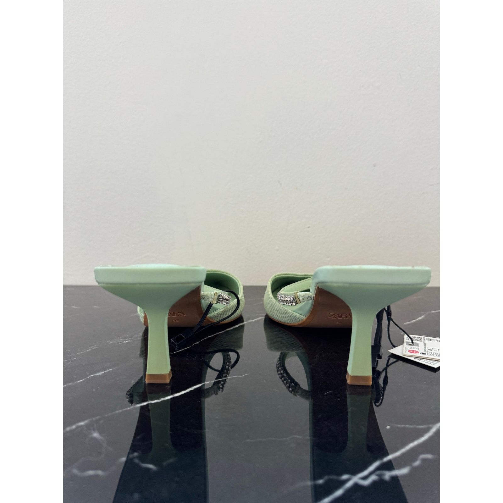 Zara Zara Pistachio Pastel Pointed-toe Mule Kitten Heels Size US 9 / IT 39 - 10 Thumbnail