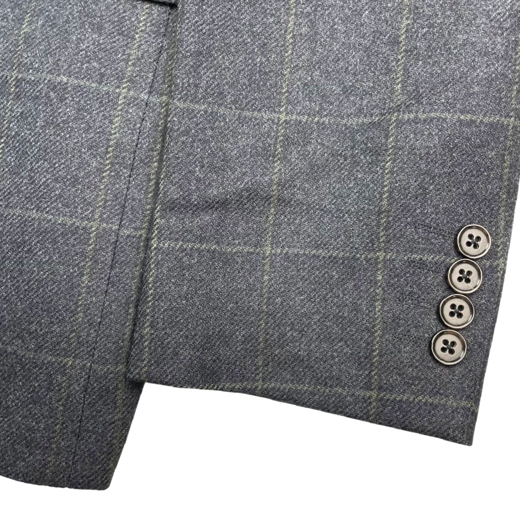 Canon Alex Cannon Men's Blazer 100% Wool 2-Button Navy/Green Windowpane Plaid Large Size 42R - 4 Thumbnail
