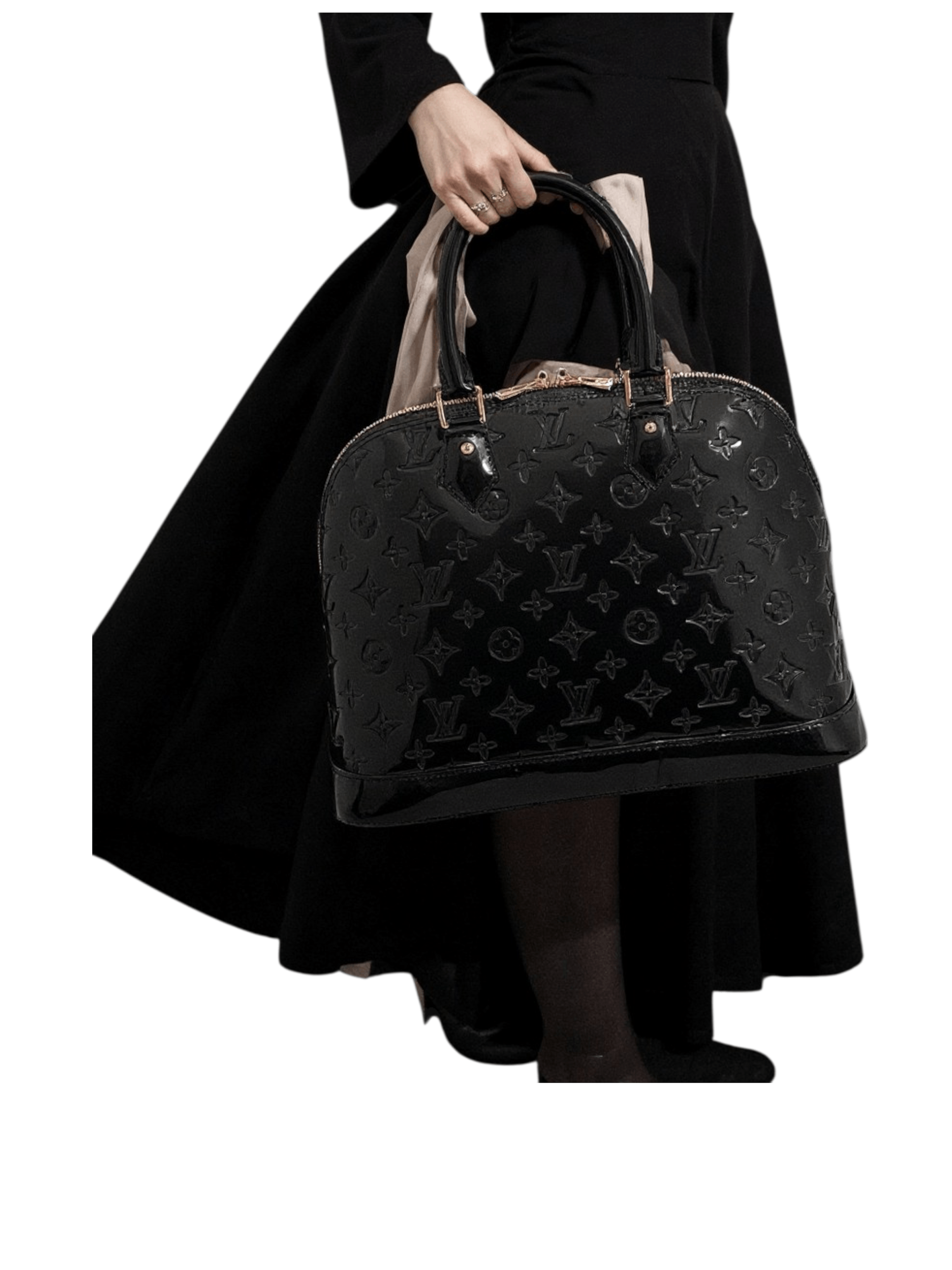 Louis Vuitton Louis Vuitton LV Alma Monogram Logo Black Leather Handbag Size ONE SIZE - 11 Thumbnail