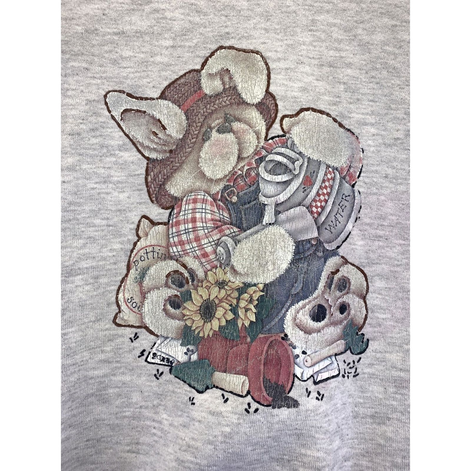 Jerzees VINTAGE Jerzees Womens Rabbit Gardening Crocheted Collar/Cuffs Sweatshirt XL-6767 Shirt Womens XL Cotton Blend 1990s Size XL / US 12-14 / IT 48-50 - 2 Thumbnail