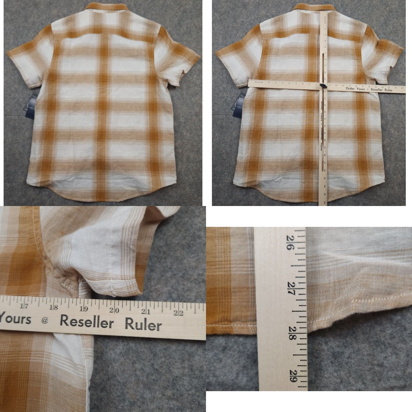 Lucky Brand Lucky Brand Shirt Mens Small Gold Plaid Short Sleeve Button Up Classic Fit Size US S / EU 44-46 / 1 - 9 Thumbnail