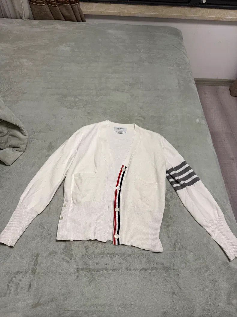 Thom Browne Thom Browne Classic White Cotton Cardigan Size US M / EU 48-50 / 2 - 2 Thumbnail