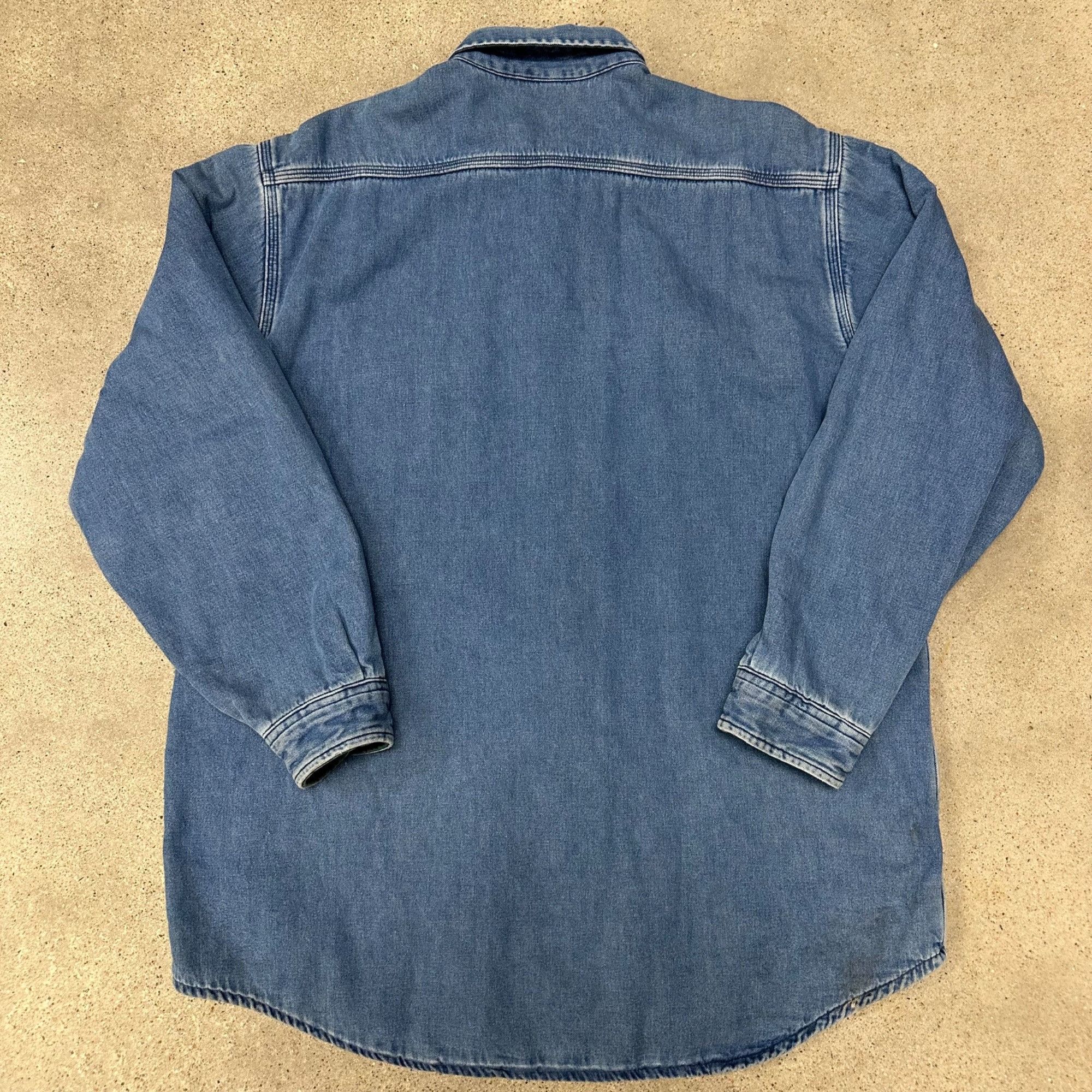 Carhartt × Vintage Vintage 90s Carhart Denim Button Up Flannel Lined Shirt Size US XL / EU 56 / 4 - 4 Thumbnail