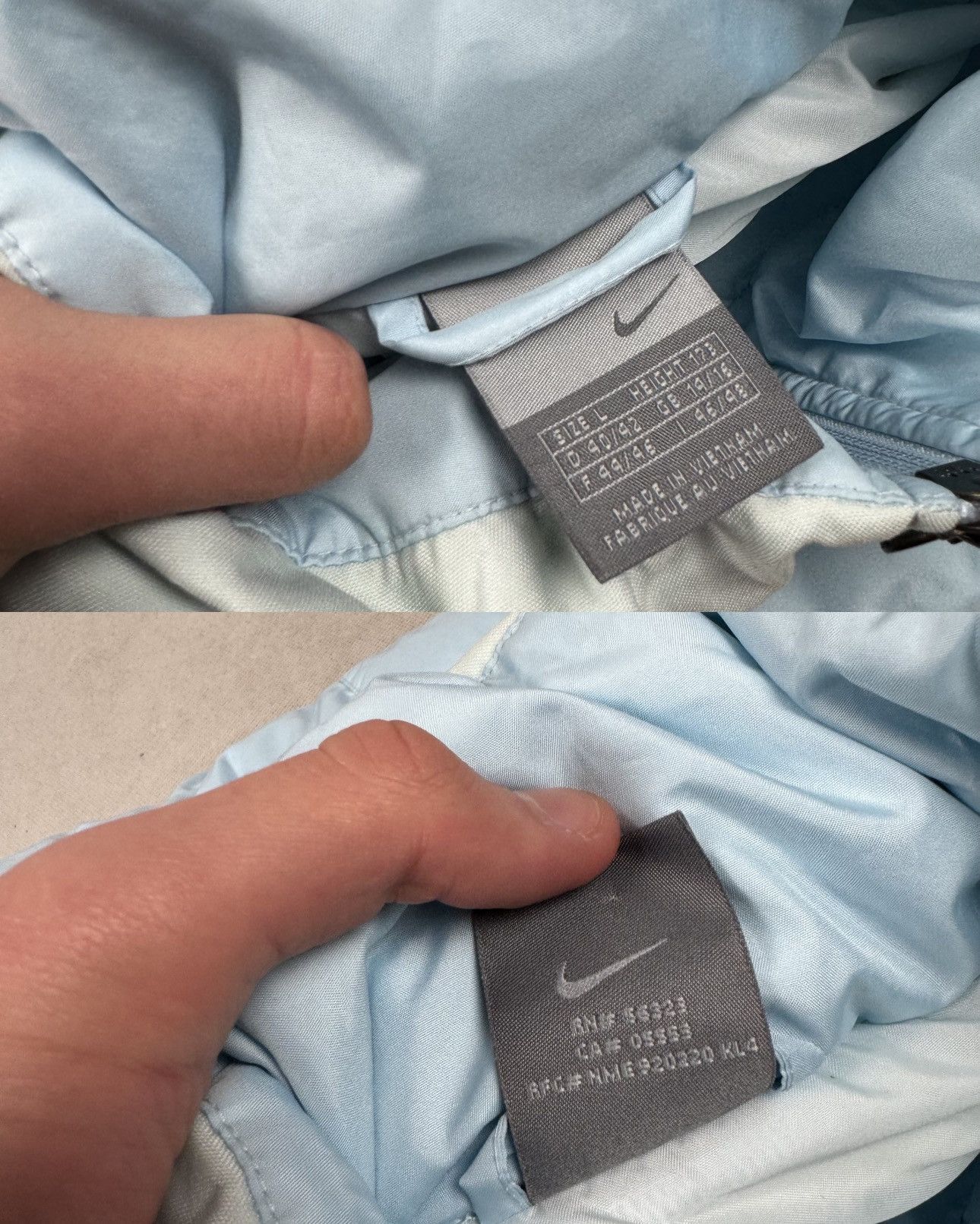 Nike × Vintage Nike Women's Sky Blue Solo Swoosh Full Zip Puffer Vest Large Size L / US 10 / IT 46 - 2 Thumbnail