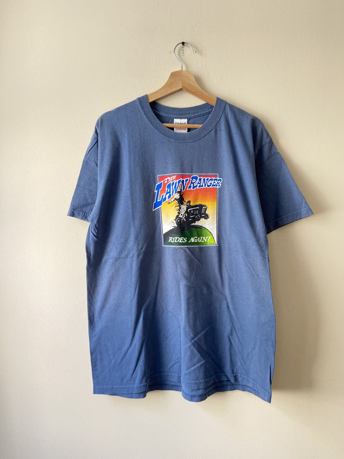 Vintage Vintage The Lawn Ranger John Deere Art Parody blue tee shirt ...