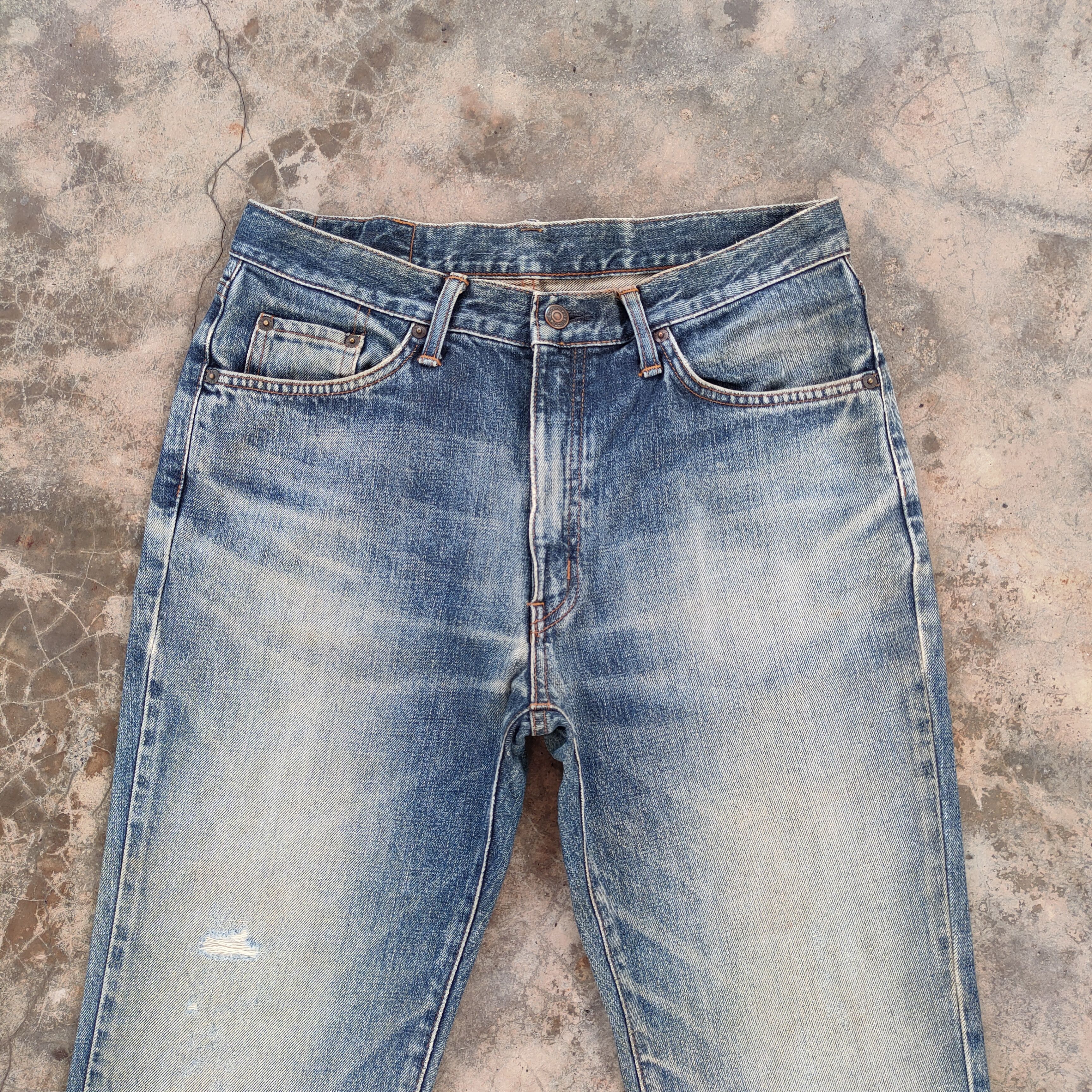 Edwin FLARE EDWIN 401 VINTAGE FADED RIPPED JEANS DENIM PANTS Size US 33 - 3 Thumbnail