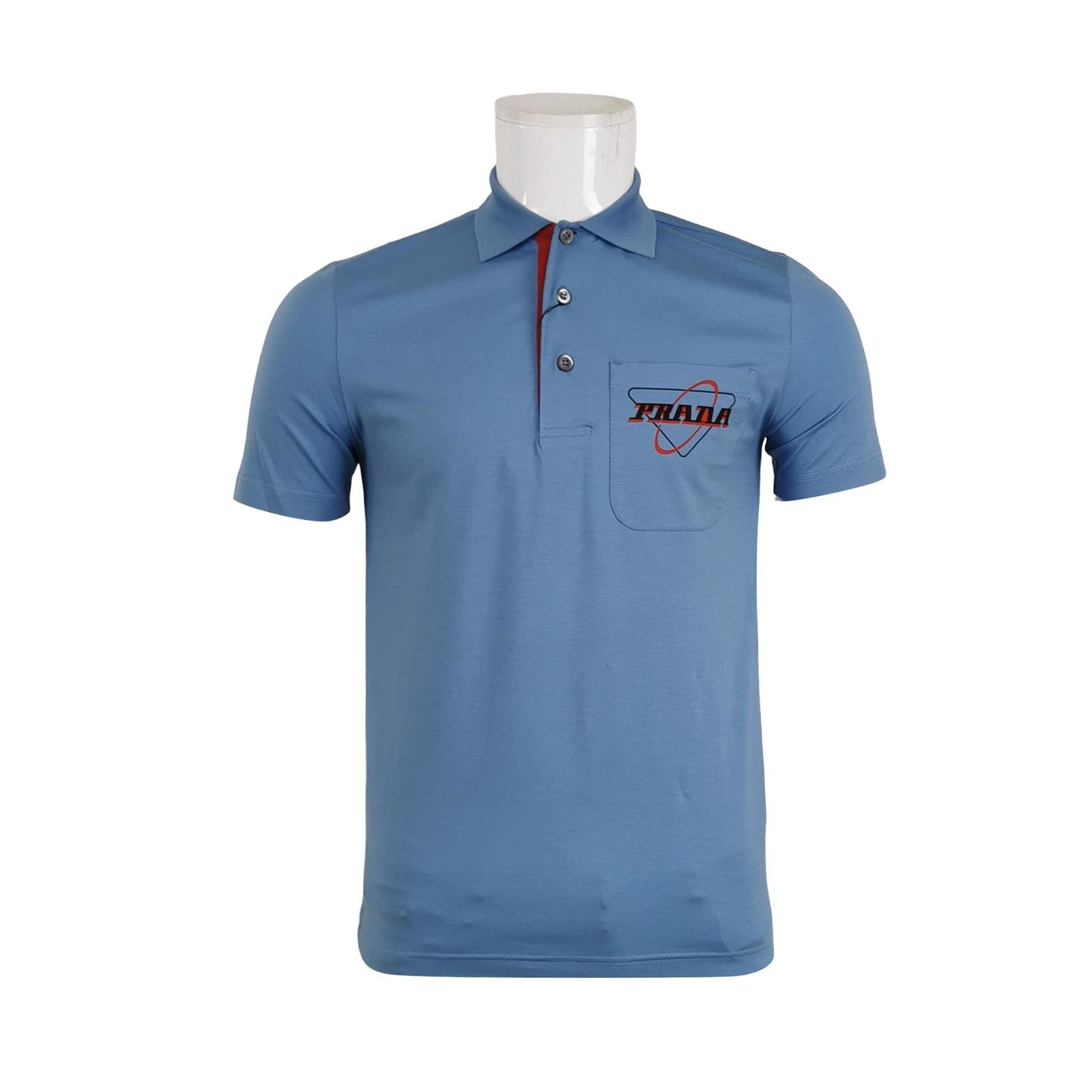 Prada Prada Logo Patch Short Sleeve Polo Shirt Blue XS Size US XS / EU 42 / 0 - 1 Thumbnail